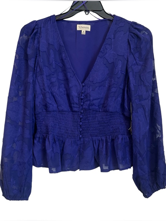 52Seven Tops - 52SEVEN Floral Blouse in Violet Blue